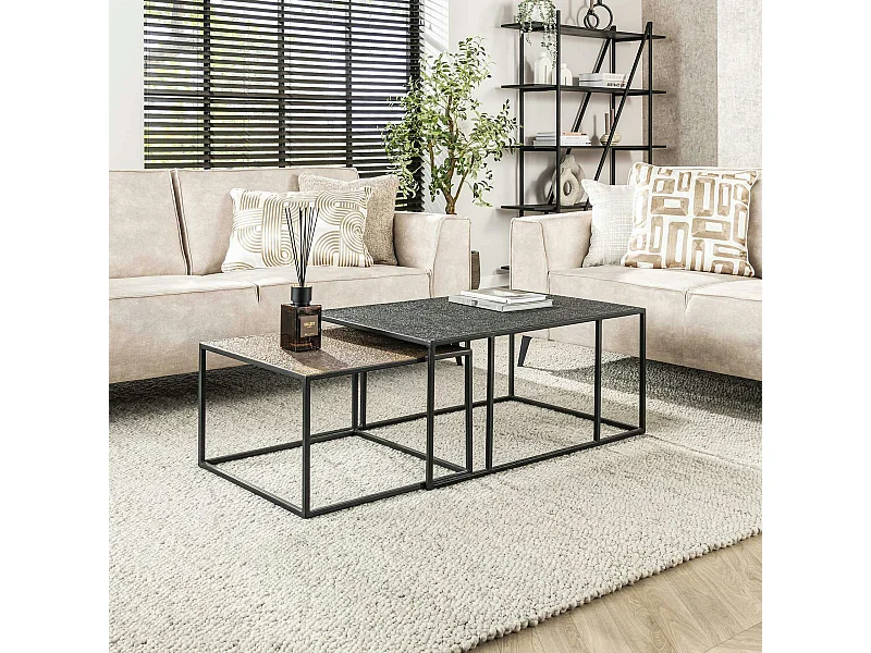 Table gigogne noir et or NOVA (lot de 2 pièces)