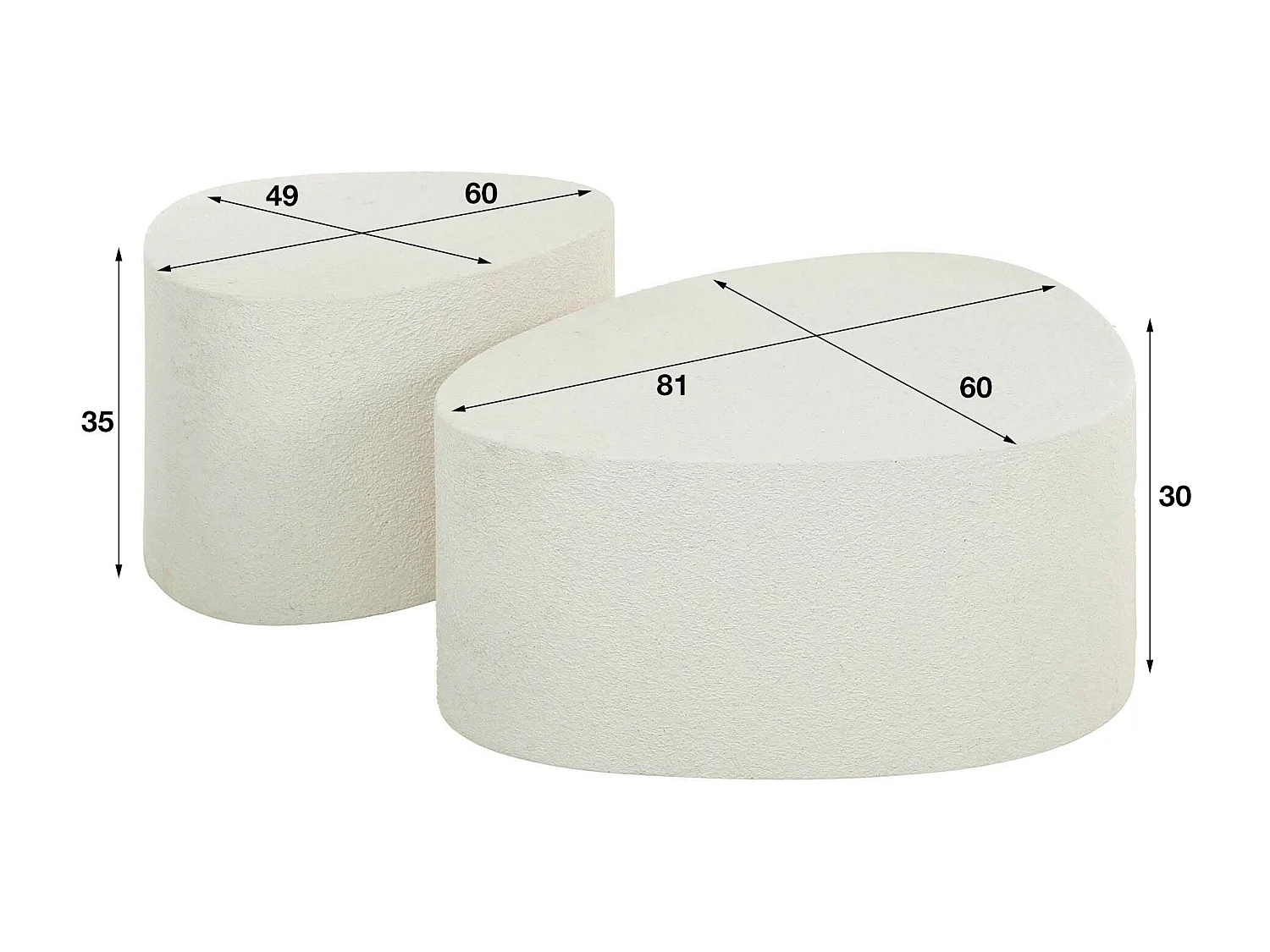 Table basse blanche en marbre composite forme triangle (lot de 2) TAJ