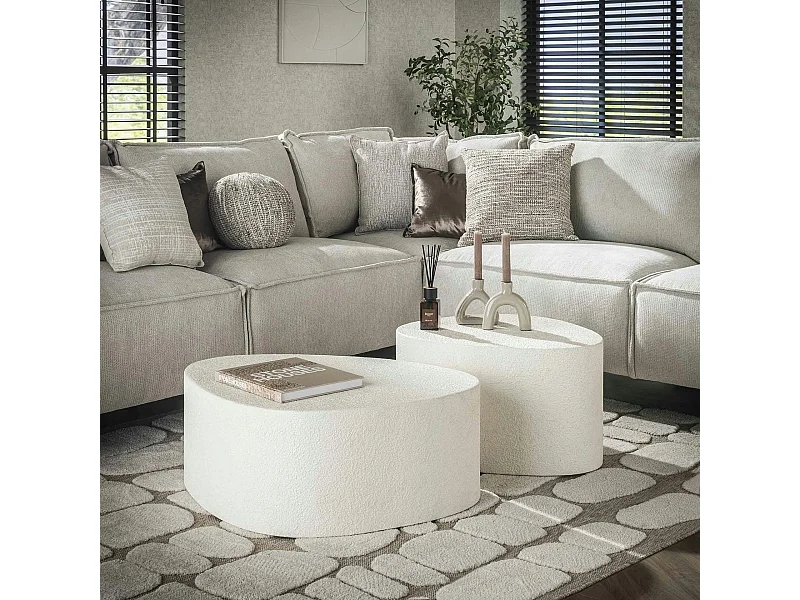 Table basse blanche en marbre composite forme triangle (lot de 2) TAJ