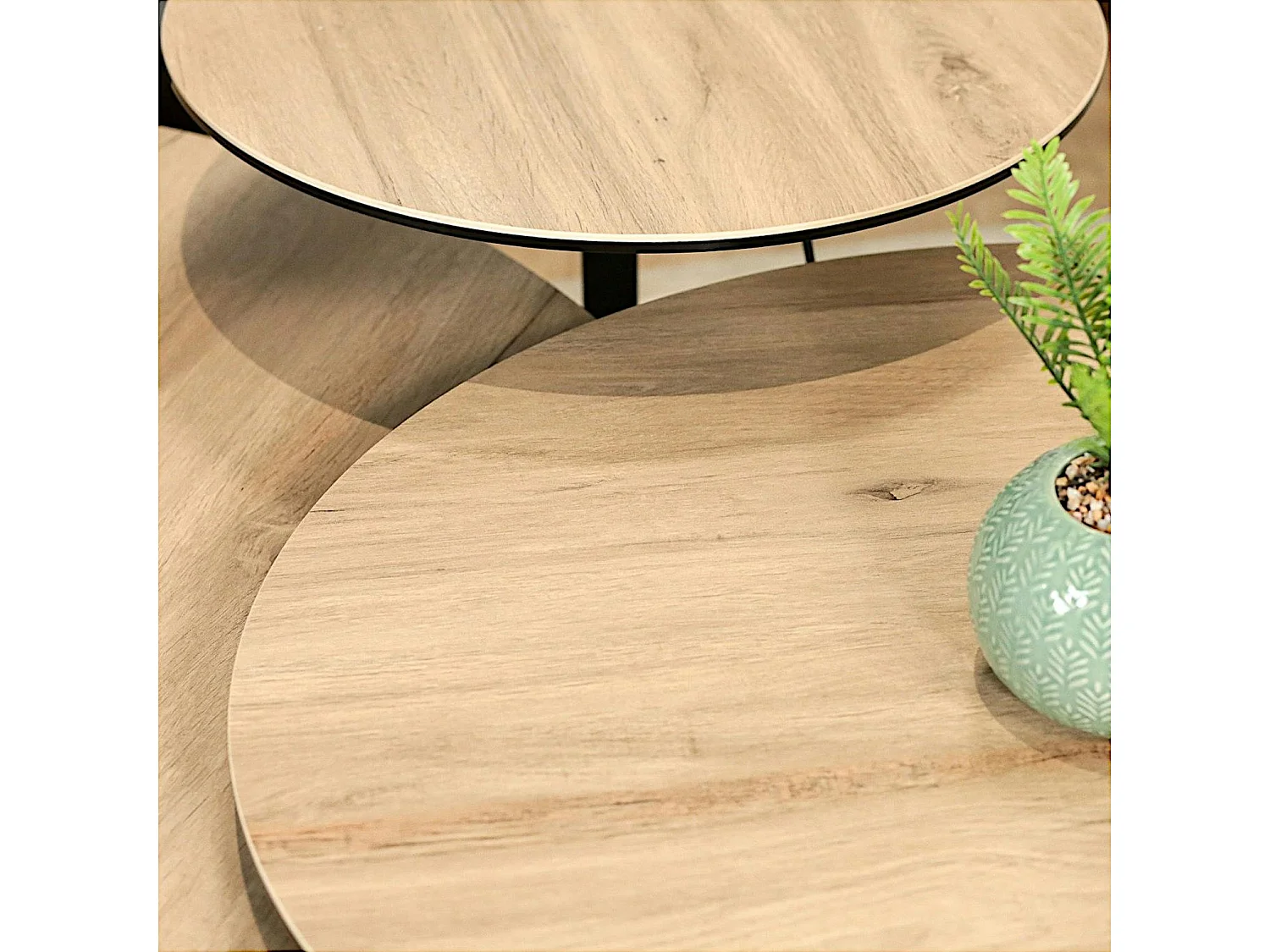 Table basse gigogne en céramique effet bois clair (lot de 3 pièces) LOMBARDIE