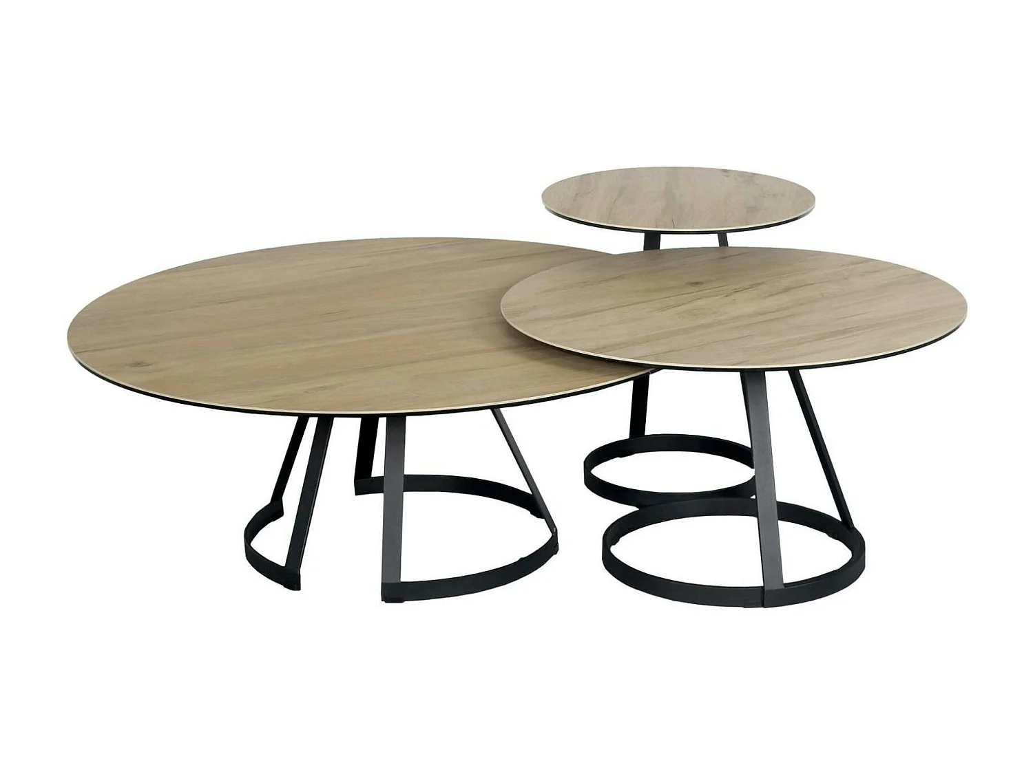 Table basse gigogne en céramique effet bois clair (lot de 3 pièces) LOMBARDIE