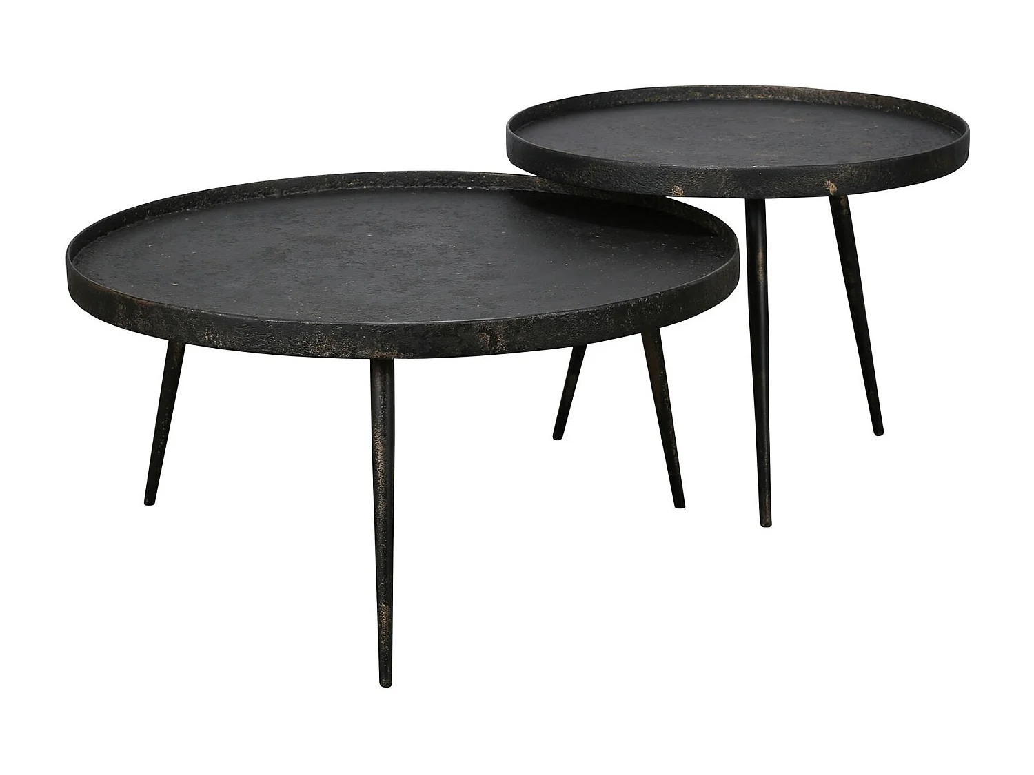 Table de salon ronde effet métal vieilli (2 pièces) RALF