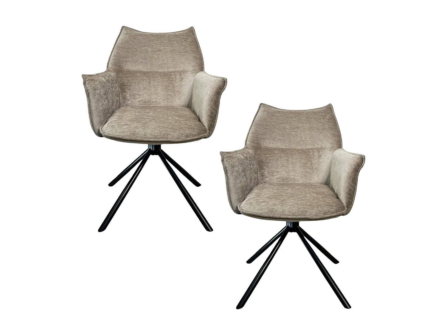 Fauteuil de table en velours taupe avec retour (lot de 2) PALERME