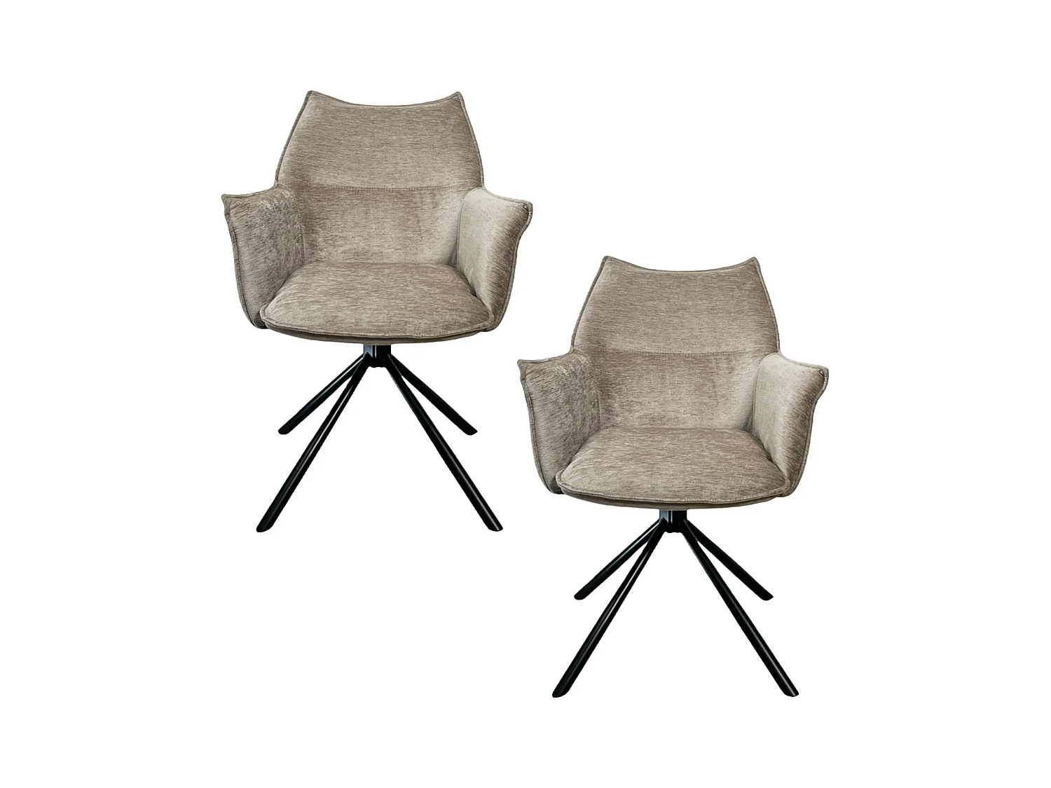 Fauteuil de table en velours taupe avec retour (lot de 2) PALERME