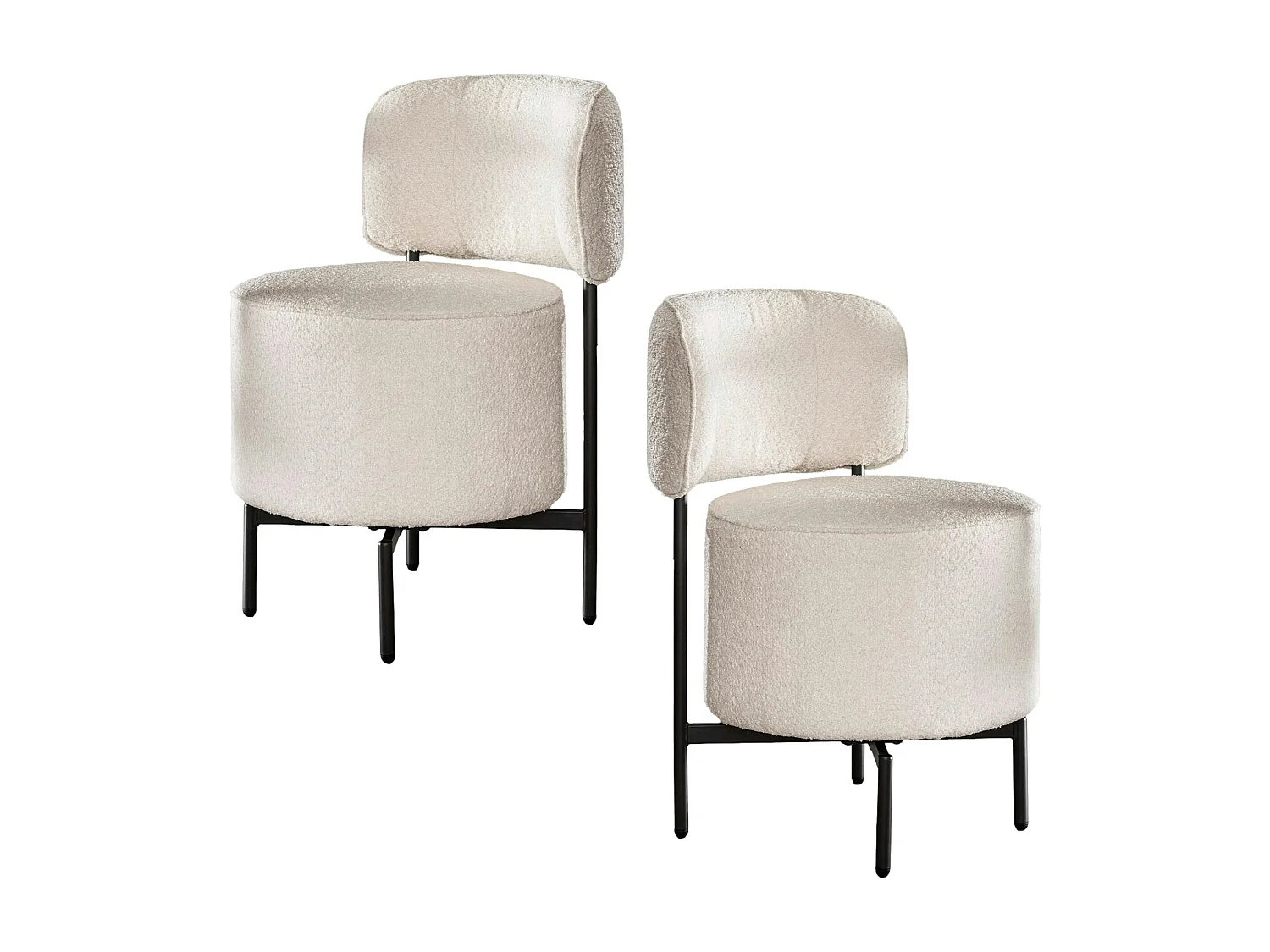 Fauteuil pivotant rond en bouclette blanche (lot de 2) GALWAY