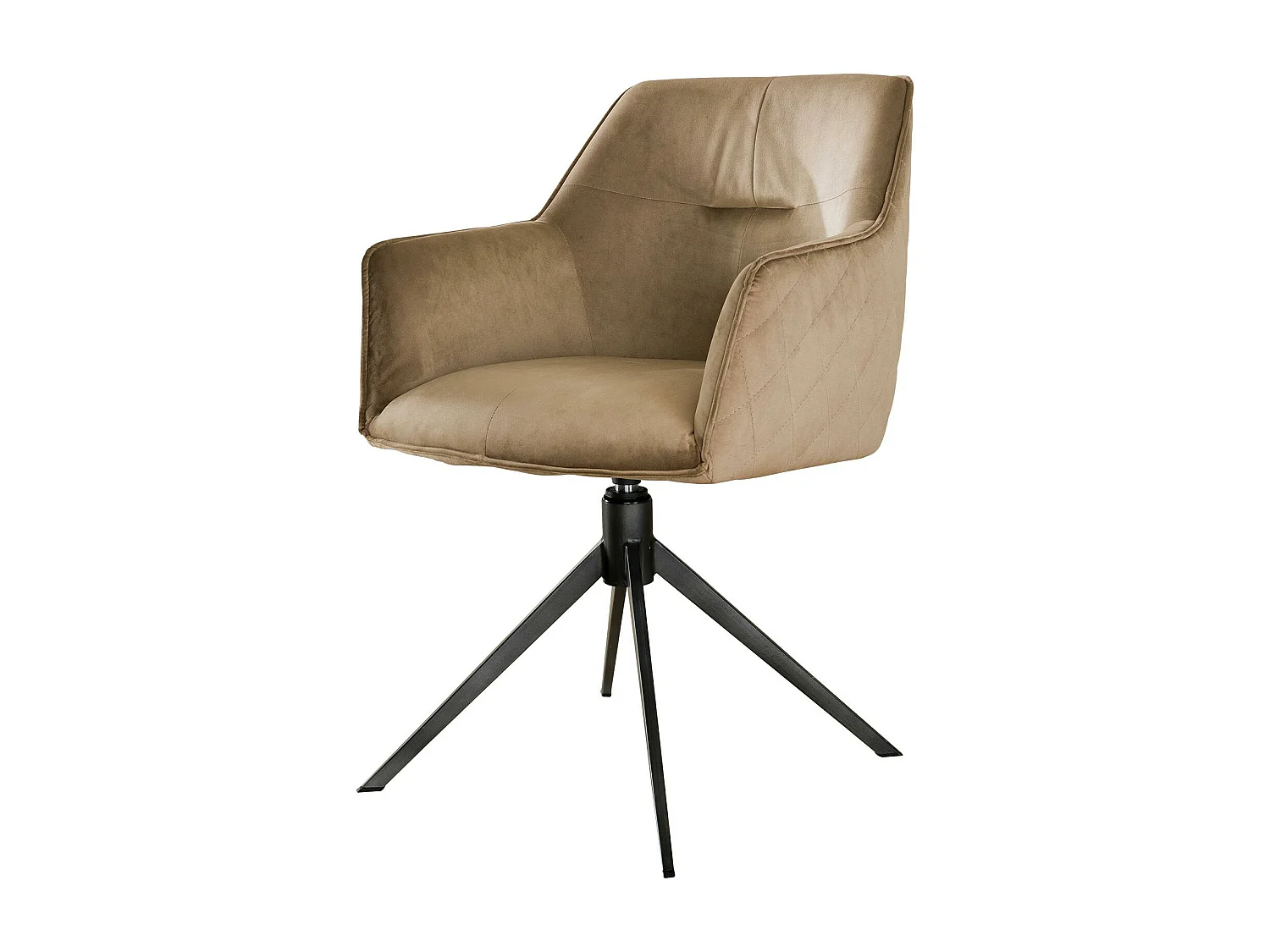 Fauteuil de table pivotant en velours sable motif damier (lot de 2) MELBOURNE