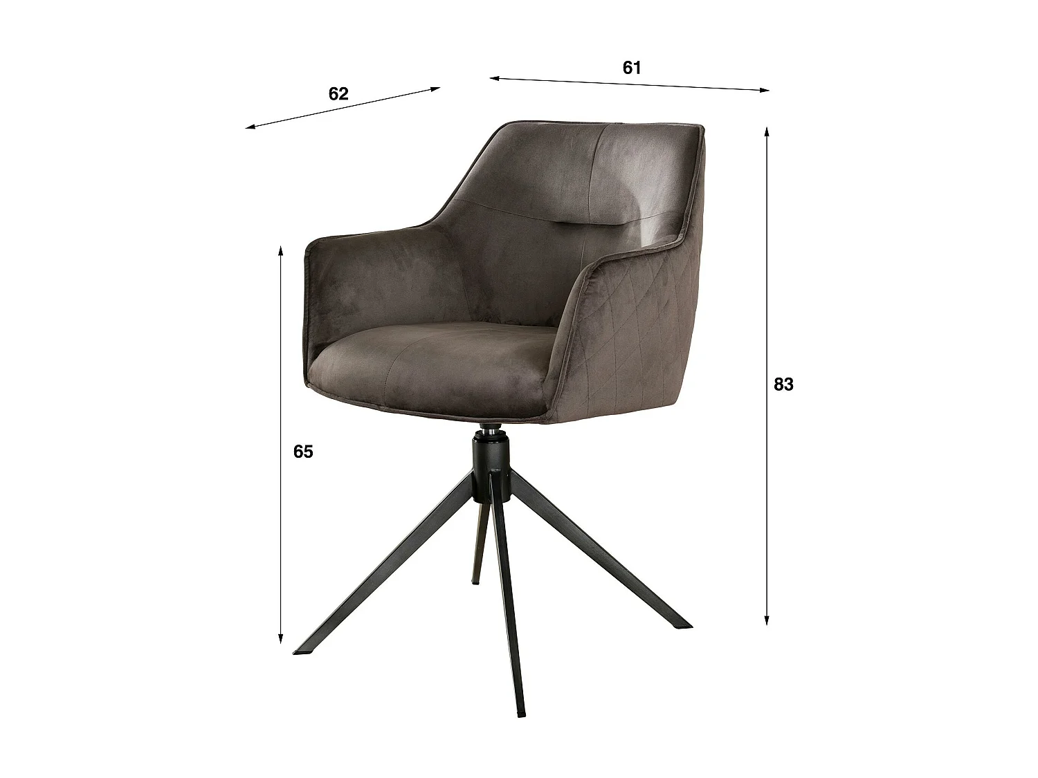 Fauteuil de table pivotant en velours sable motif damier (lot de 2) MELBOURNE