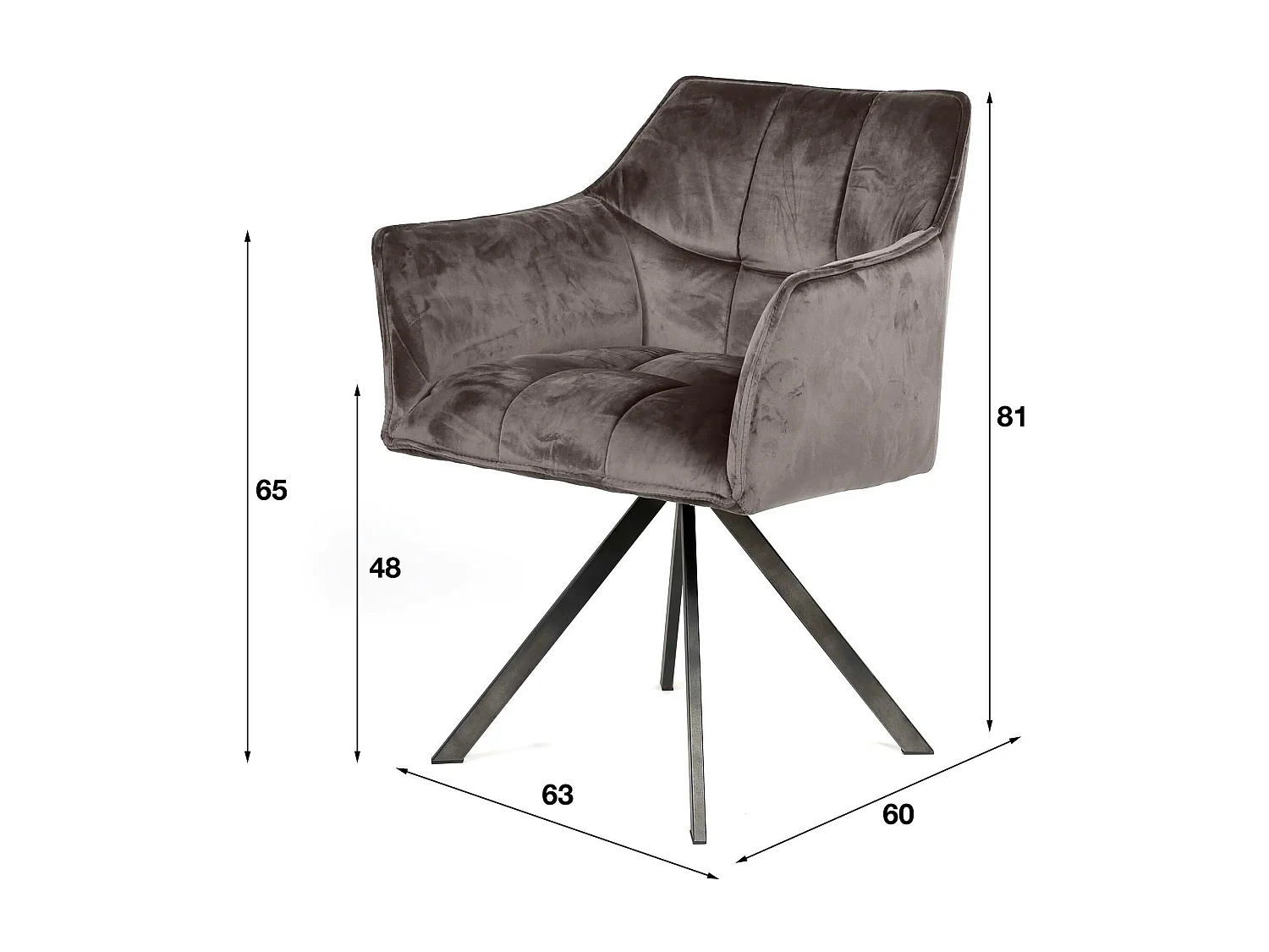 Fauteuil pivotant velours gris pied étoile MELBOURNE (lot de 2)