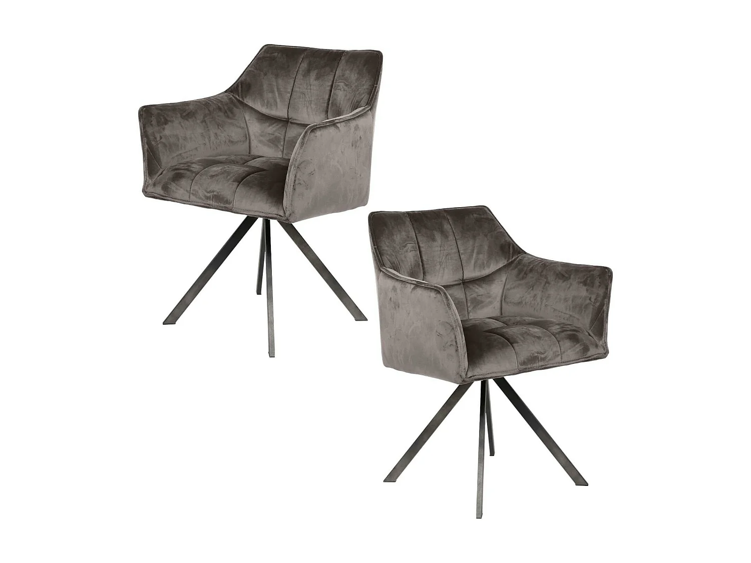 Fauteuil pivotant velours gris pied étoile MELBOURNE (lot de 2)
