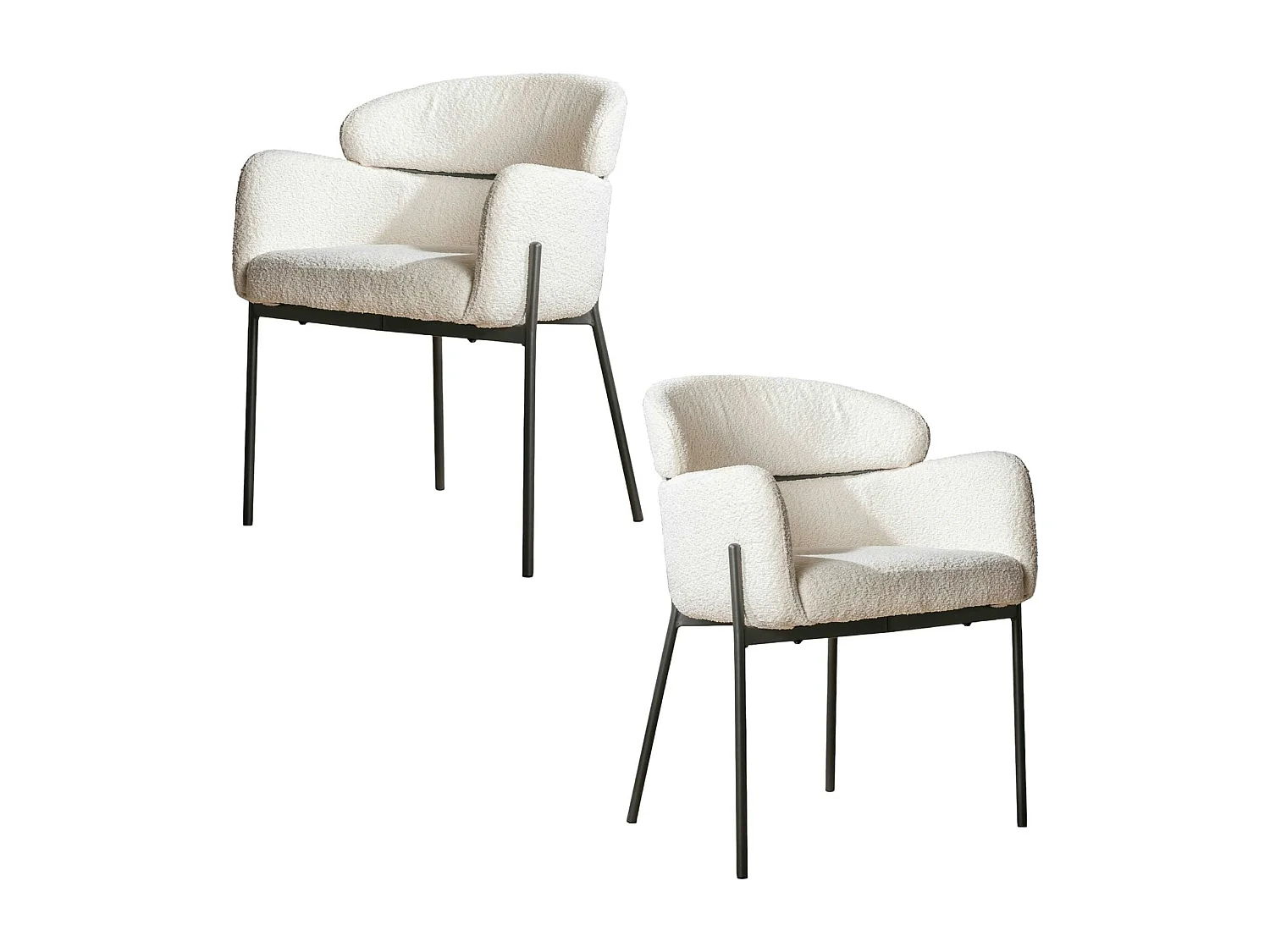 Fauteuil de table blanc en bouclette à dossier haut (lot de 2) GALWAY