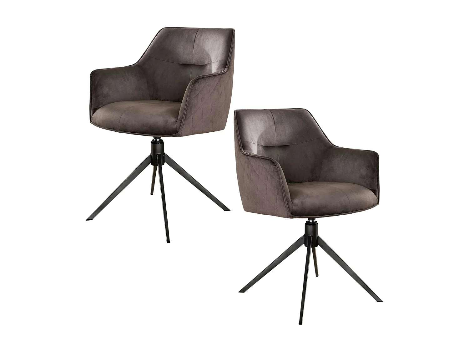 Fauteuil de table pivotant en velours gris motif damier (lot de 2) MELBOURNE