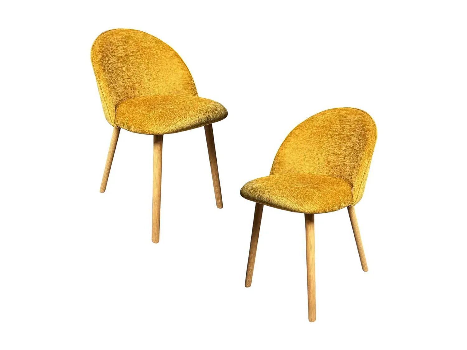 Chaise scandinave en bois et velours moutarde (lot de 2) ETNA