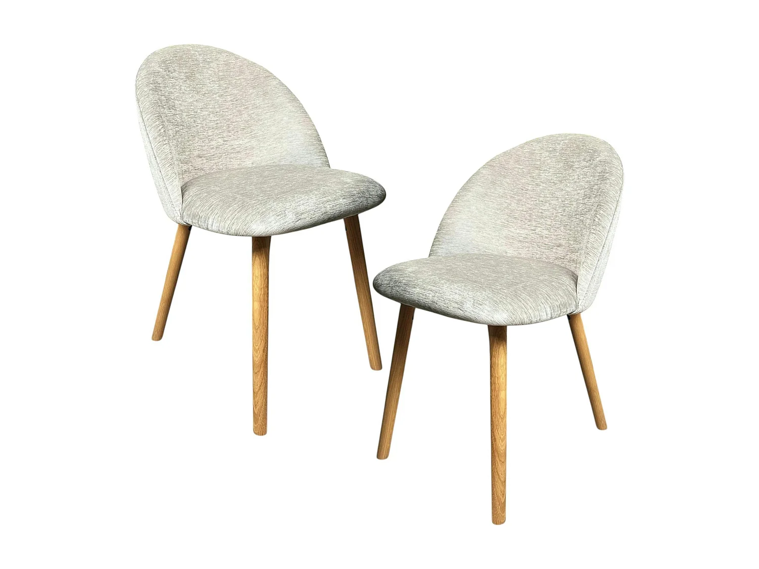 Chaise scandinave en bois et velours gris (lot de 2) ETNA