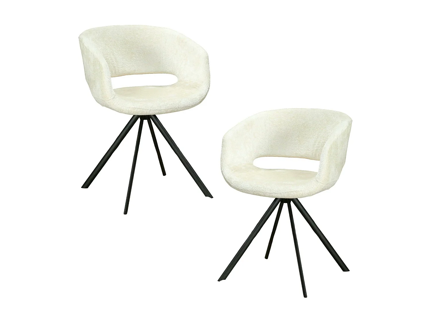 Fauteuil de table contemporain velours ecru (lot de 2) FLORENCE