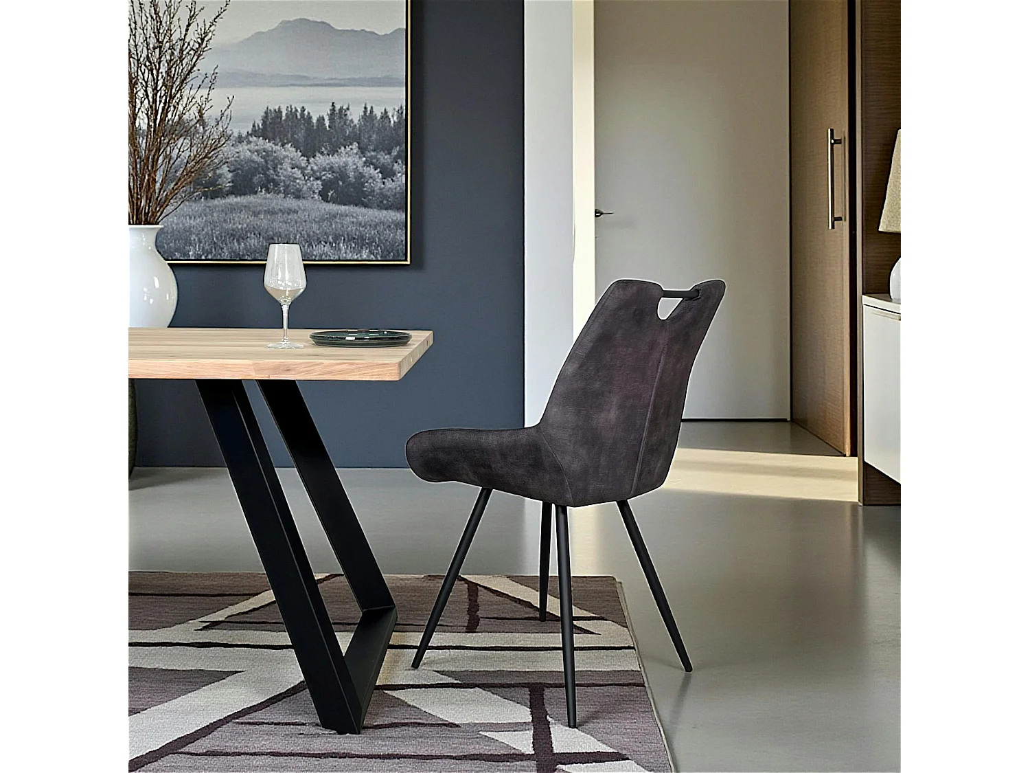 Chaise gris sombre avec poignée (lot de 2) MALMOE