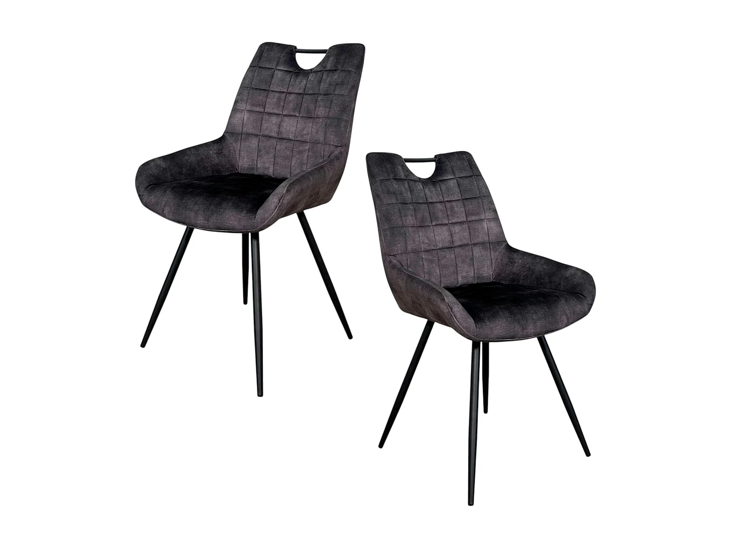 Chaise gris sombre avec poignée (lot de 2) MALMOE