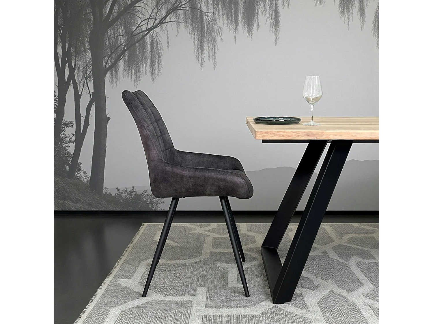 Chaise gris sombre avec poignée (lot de 2) MALMOE