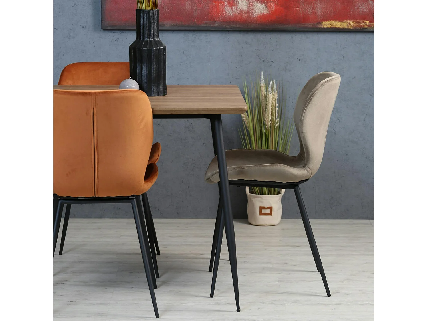 Chaise en velours gris style moderne (lot de 2) MELBOURNE