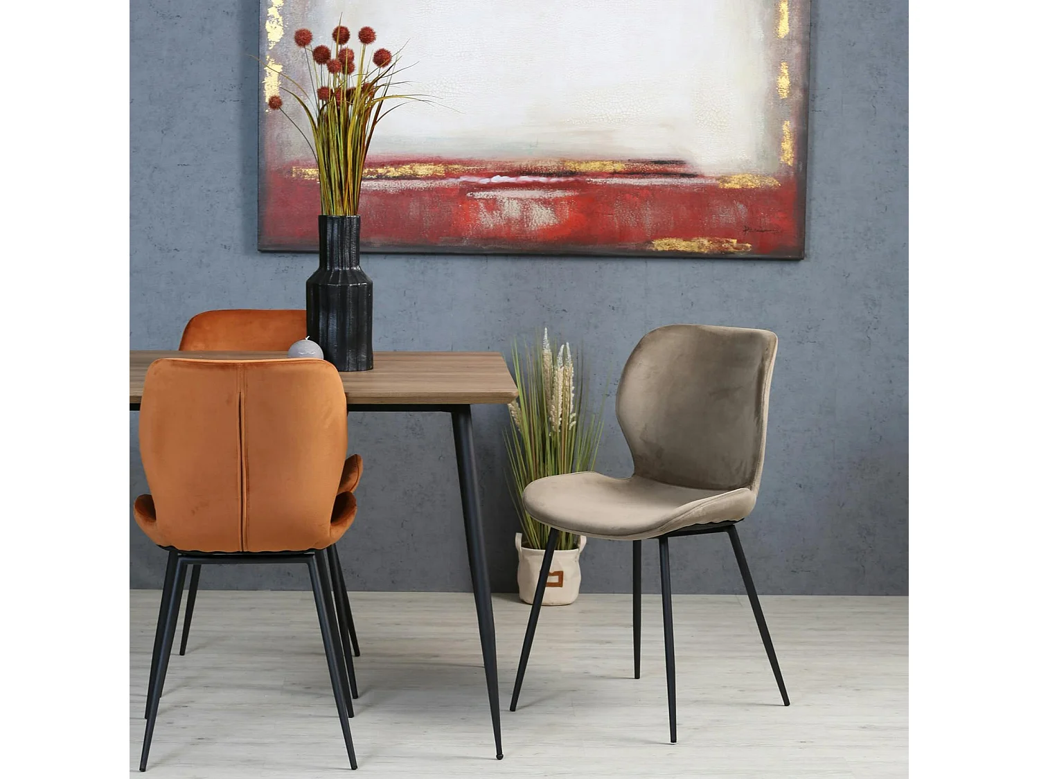 Chaise en velours gris style moderne (lot de 2) MELBOURNE