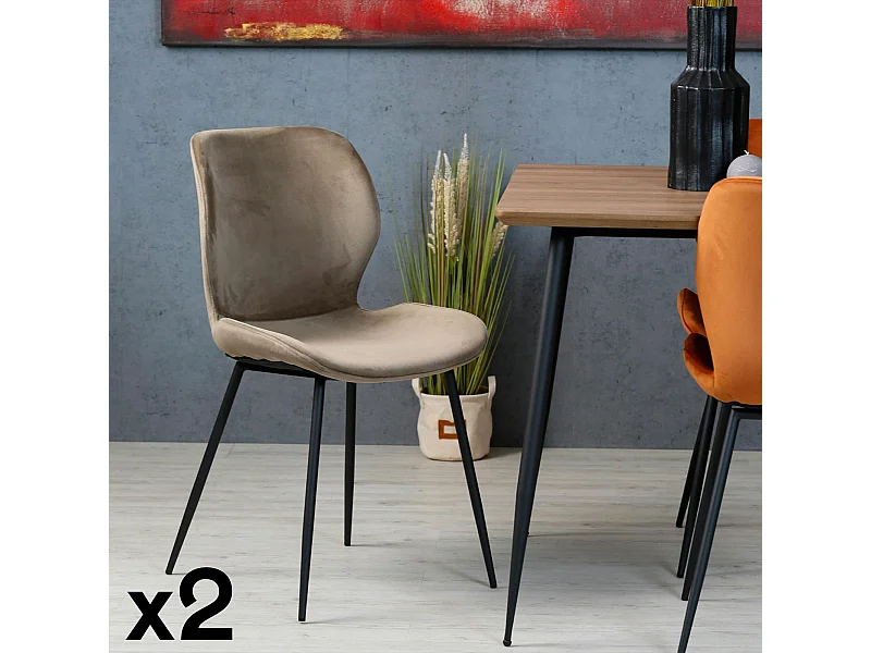 Chaise en velours gris style moderne (lot de 2) MELBOURNE