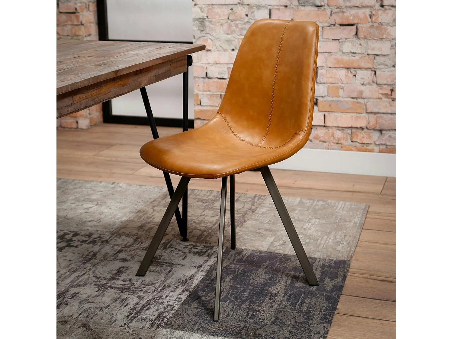 Chaise scandinave camel coutures apparentes pieds étoile HELSINKI (lot de 2)