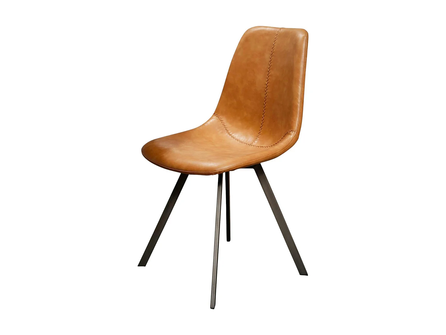 Chaise scandinave camel coutures apparentes pieds étoile HELSINKI (lot de 2)