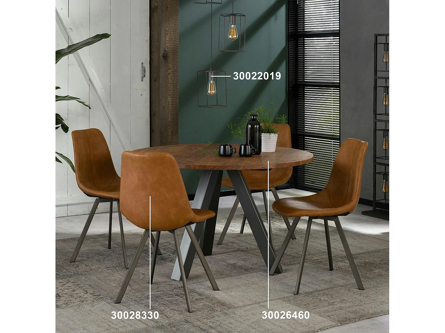 Chaise scandinave camel coutures apparentes pieds étoile HELSINKI (lot de 2)