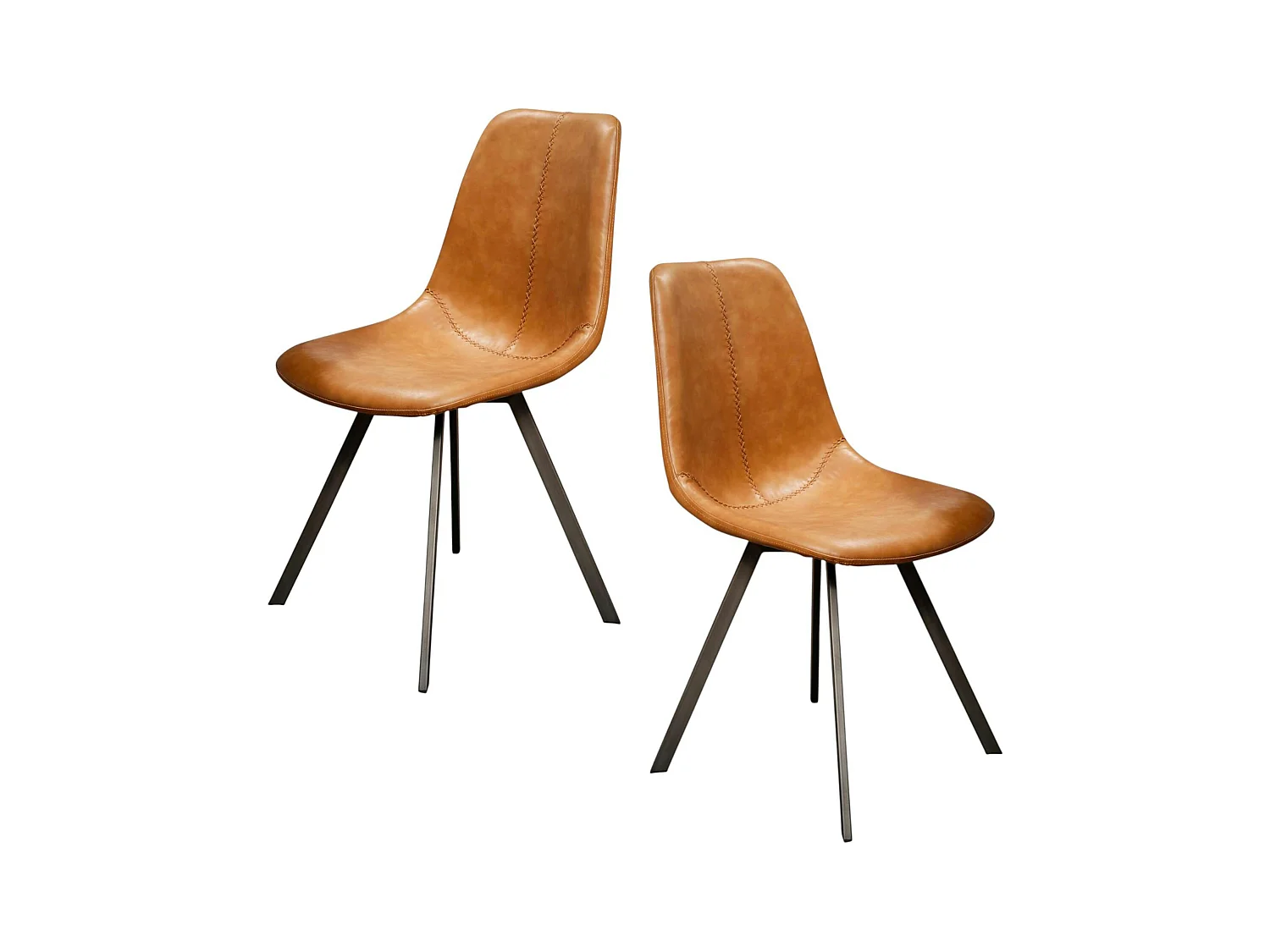 Chaise scandinave camel coutures apparentes pieds étoile HELSINKI (lot de 2)