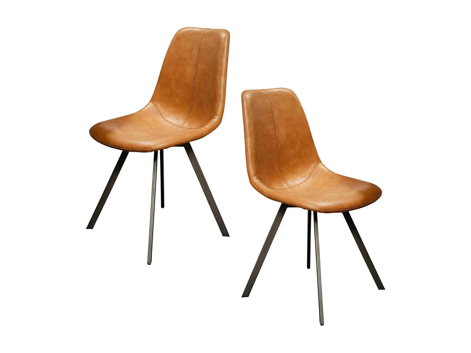 Chaise scandinave camel coutures apparentes pieds étoile HELSINKI (lot de 2)