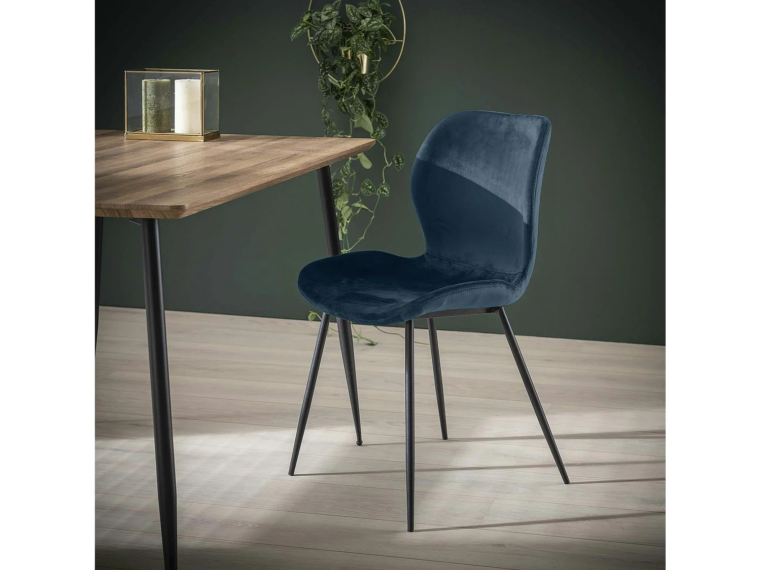 Chaise en velours bleu MELBOURNE (lot de 2)