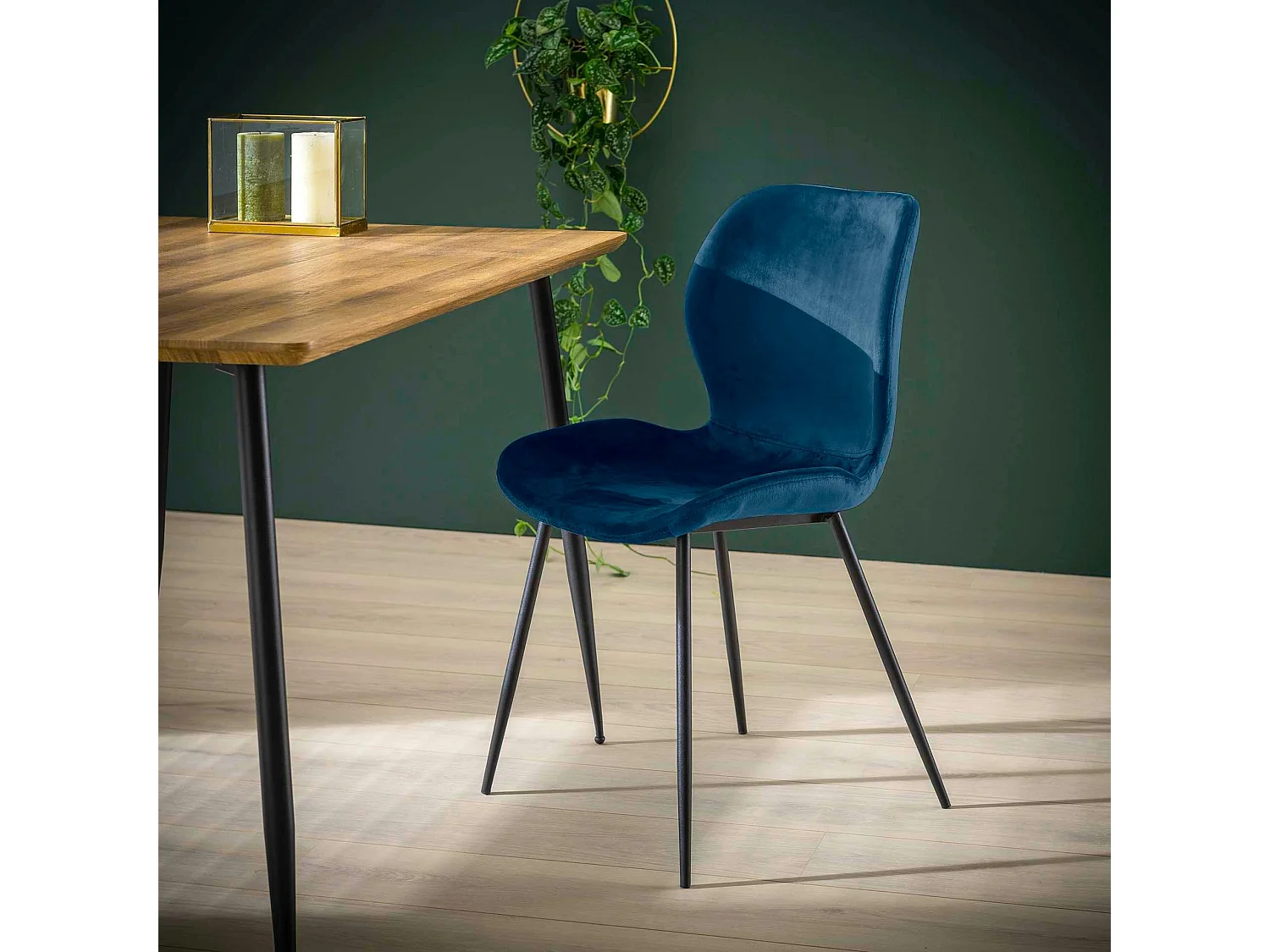 Chaise en velours bleu MELBOURNE (lot de 2)