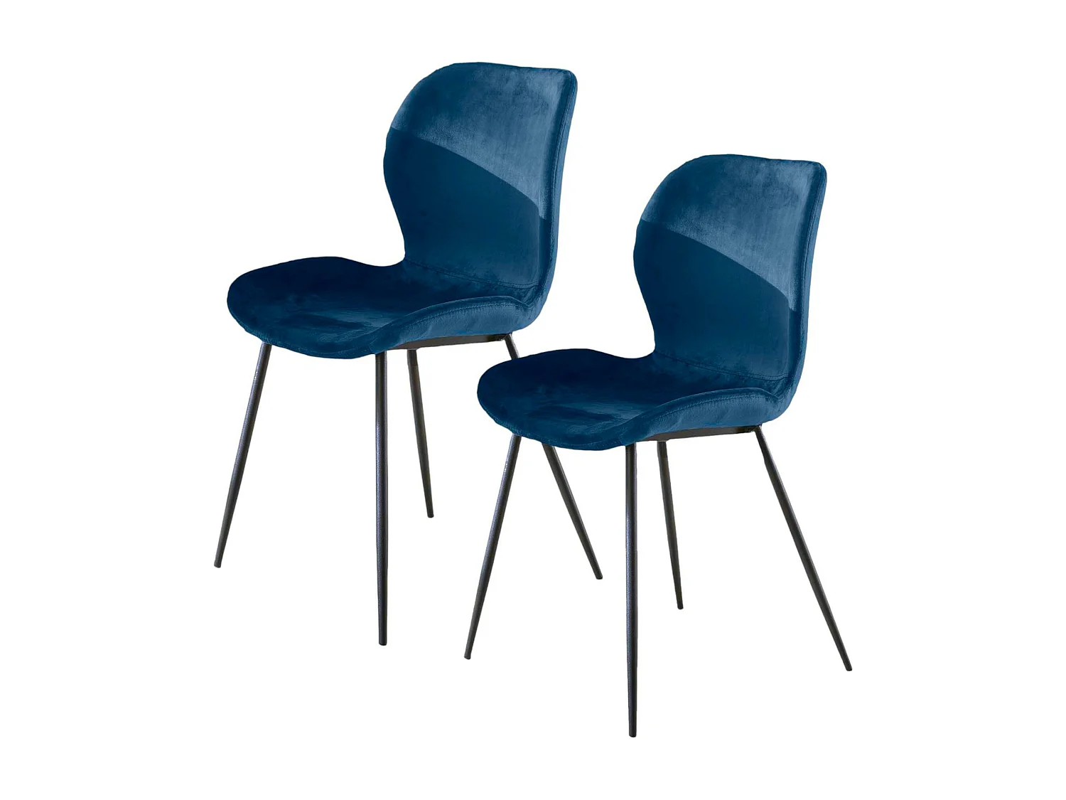 Chaise en velours bleu MELBOURNE (lot de 2)