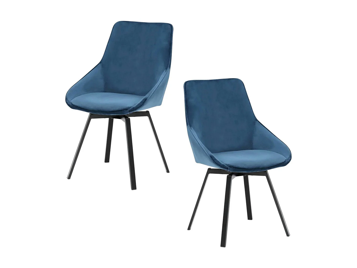 Chaise pivotante moderne en velours bleu OKA (Lot de 2)