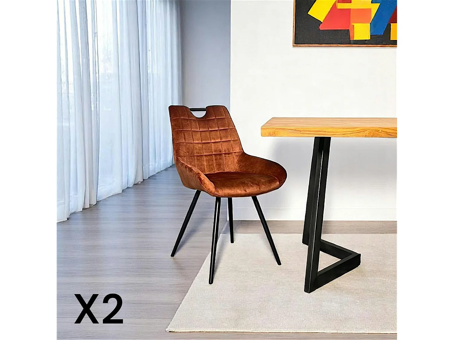 Chaise rouille avec poignée (lot de 2) MALMOE