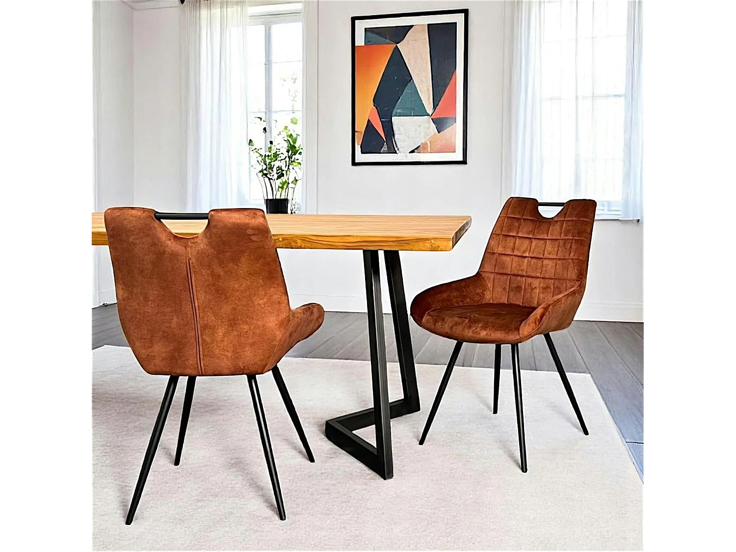 Chaise rouille avec poignée (lot de 2) MALMOE