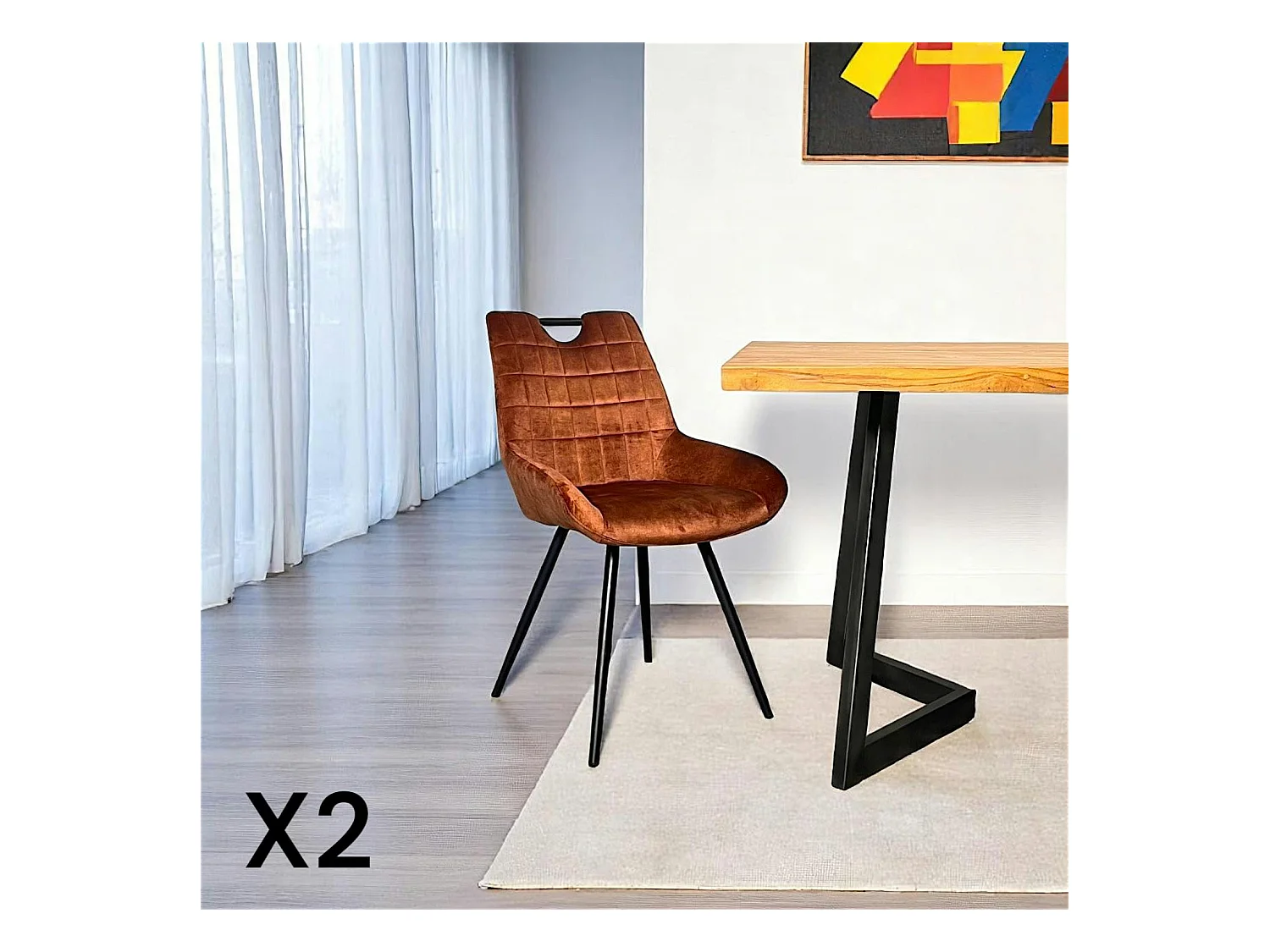 Chaise rouille avec poignée (lot de 2) MALMOE