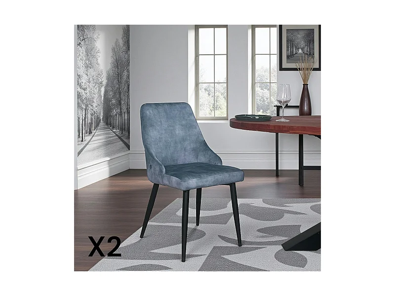 Chaise en velours bleu pétrole (lot de 2) MALMOE