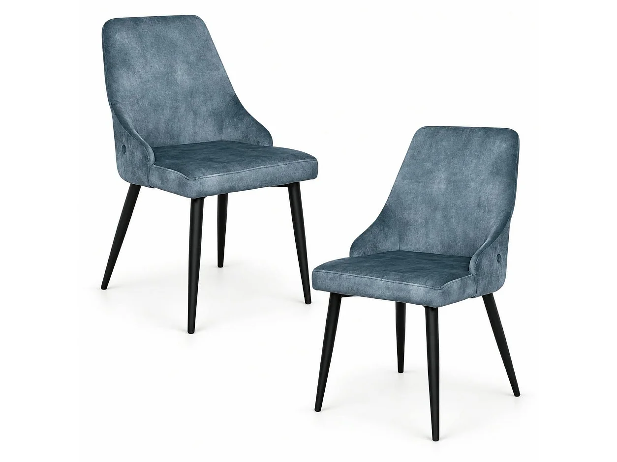 Chaise en velours bleu pétrole (lot de 2) MALMOE