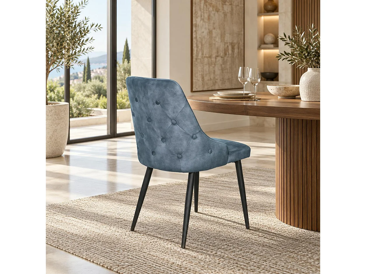 Chaise en velours bleu pétrole (lot de 2) MALMOE