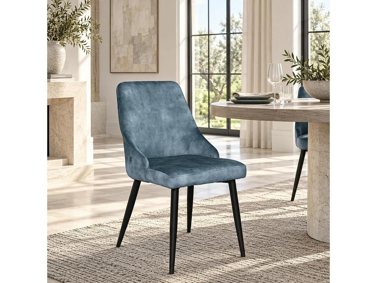 Chaise en velours bleu pétrole (lot de 2) MALMOE