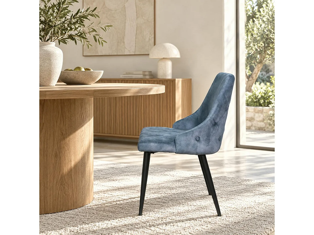 Chaise en velours bleu pétrole (lot de 2) MALMOE