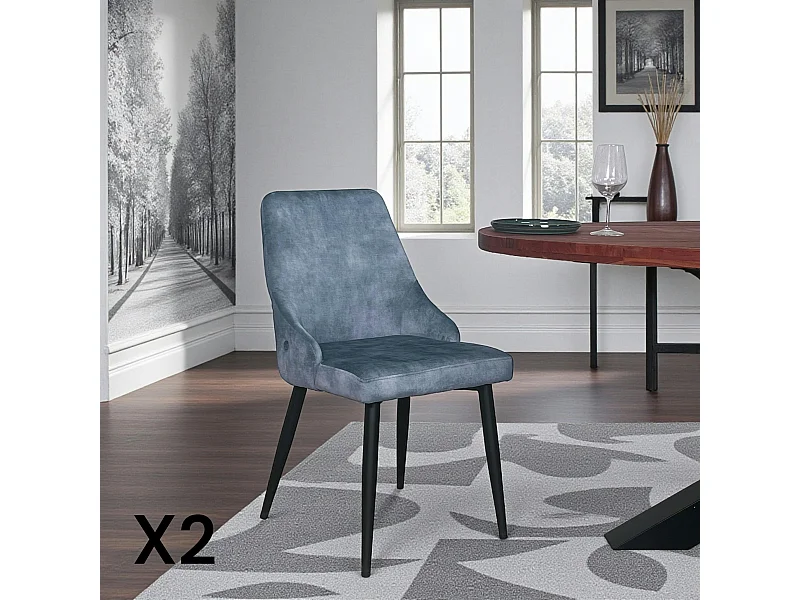 Chaise en velours bleu pétrole (lot de 2) MALMOE