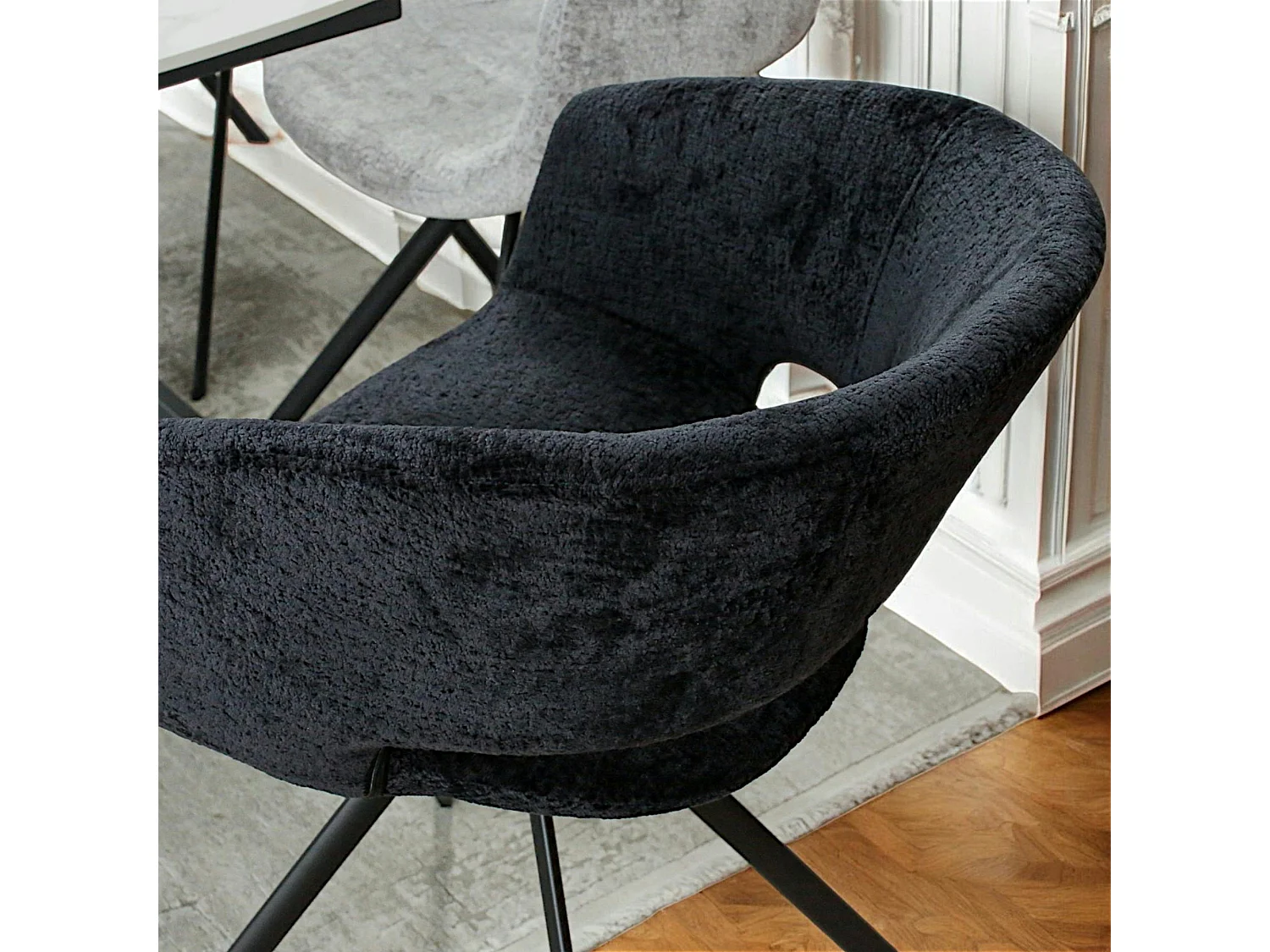 Fauteuil de table contemporain velours noir (lot de 2) FLORENCE