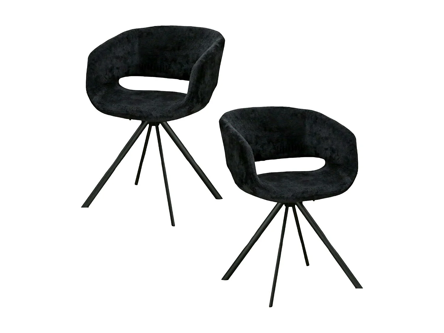 Fauteuil de table contemporain velours noir (lot de 2) FLORENCE