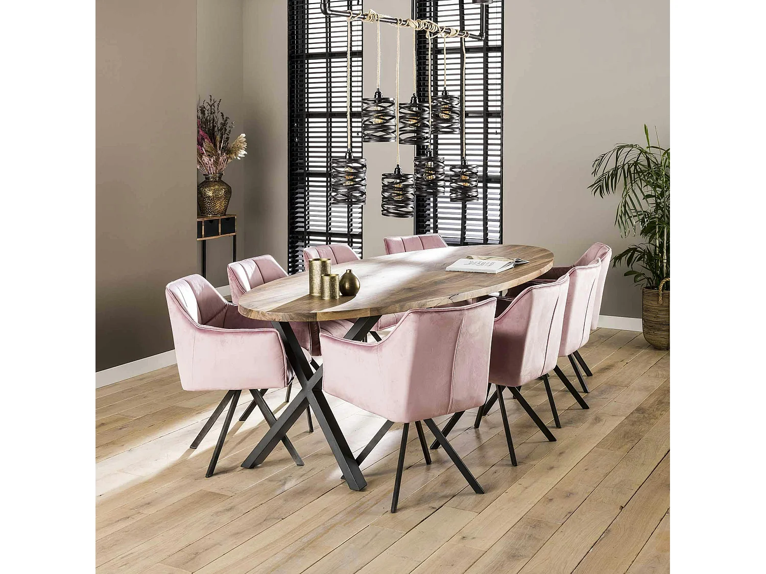 Fauteuil pivotant velours rose pied étoile MELBOURNE (lot de 2)