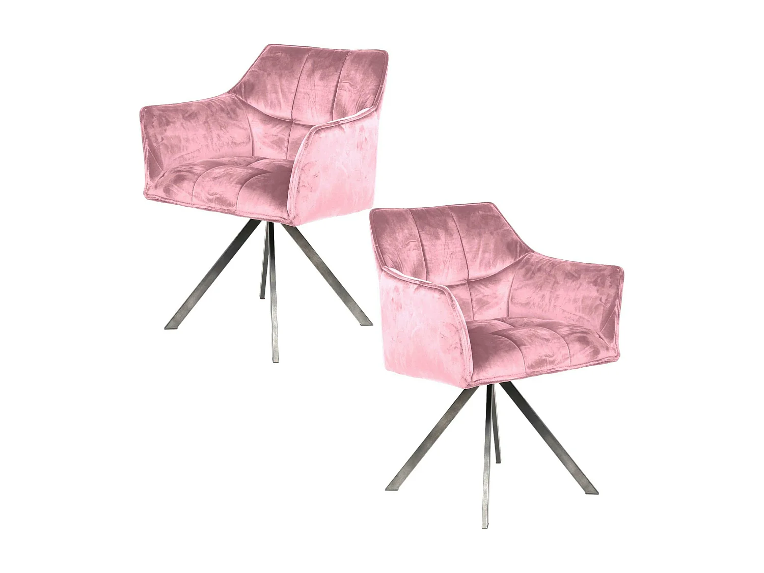 Fauteuil pivotant velours rose pied étoile MELBOURNE (lot de 2)