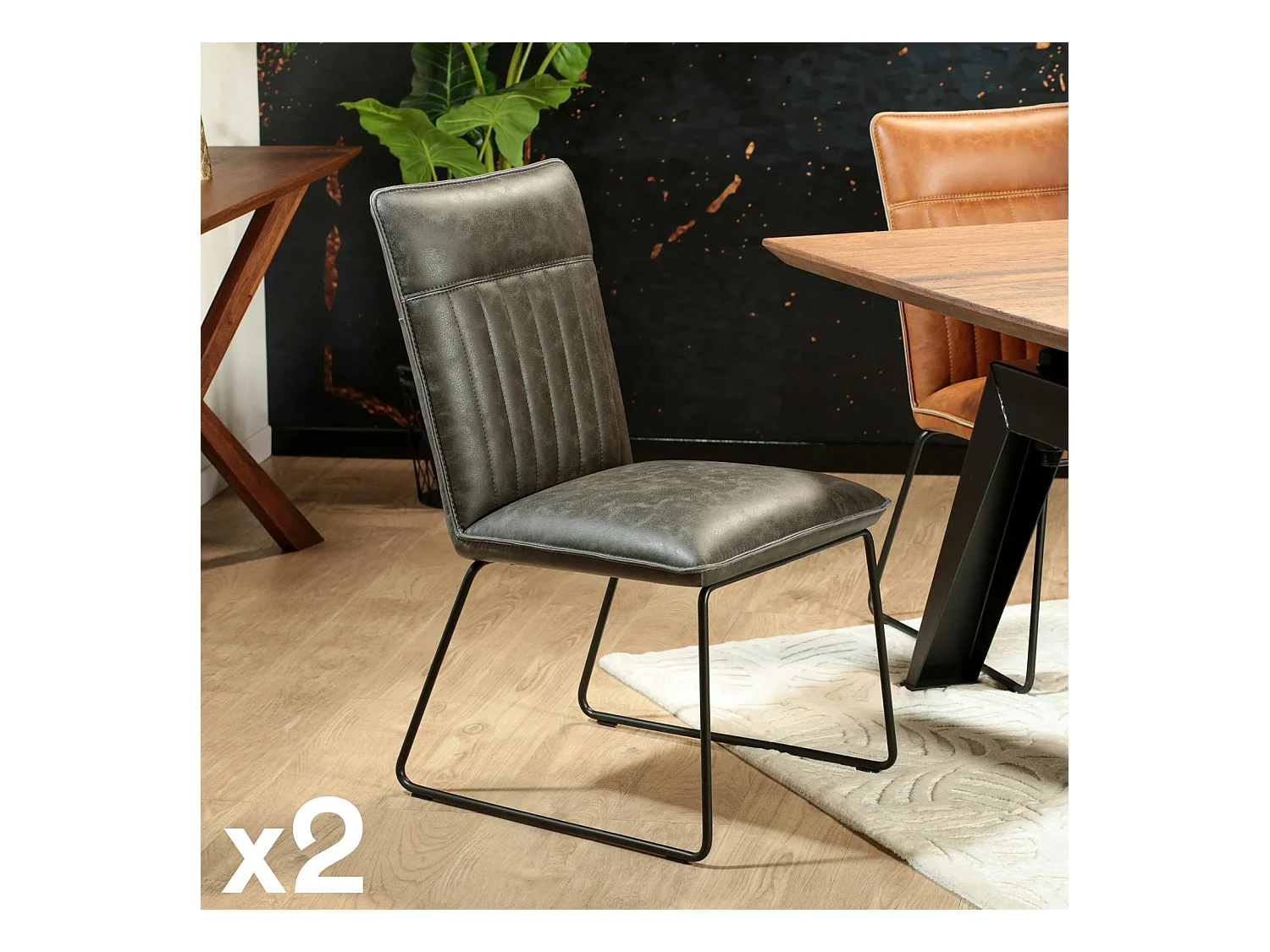 Chaise de salle à manger gris used OKA (lot de 2)