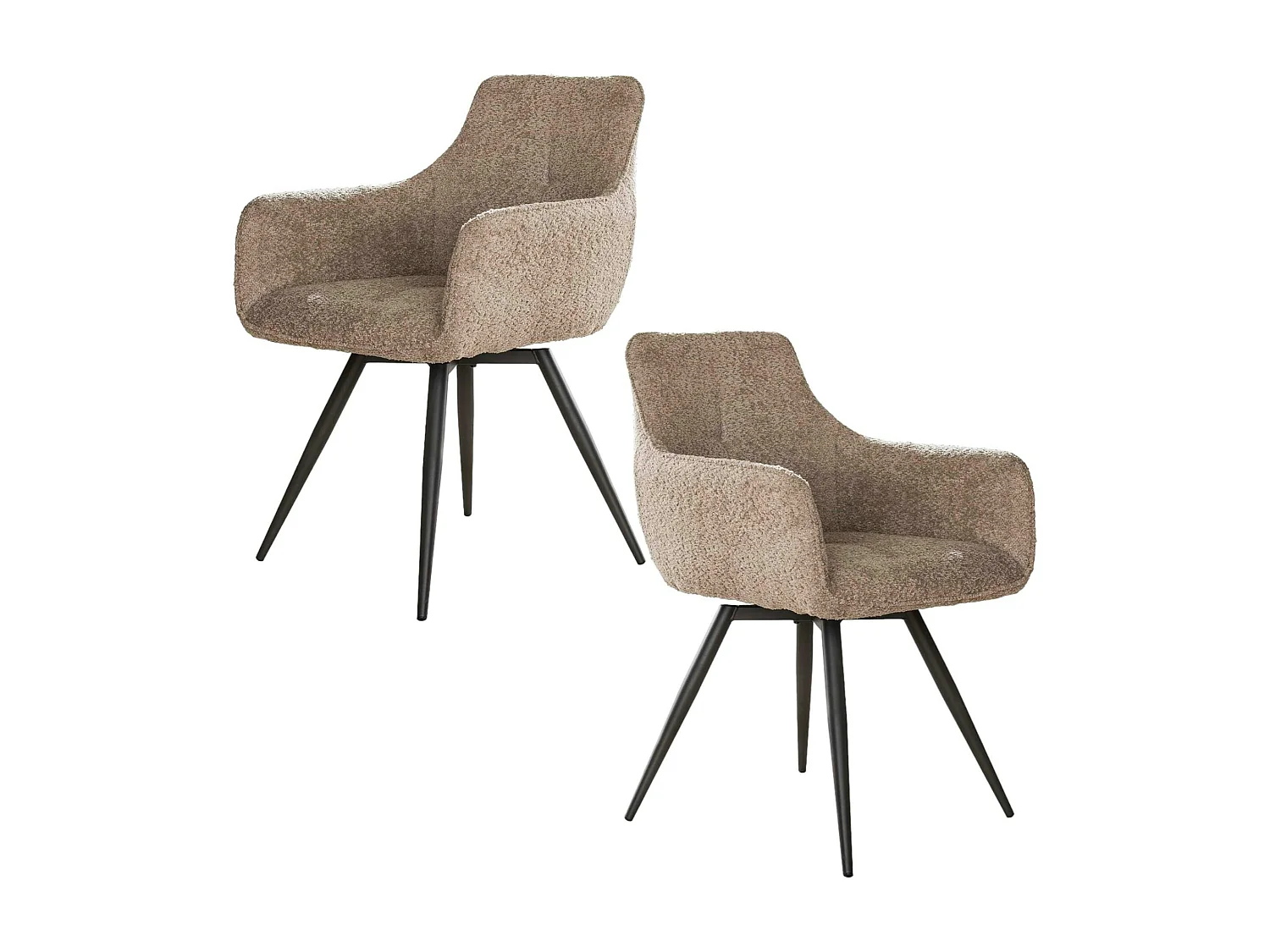 Fauteuil pivotant de salle à manger en bouclette sable (lot de 2) GALWAY