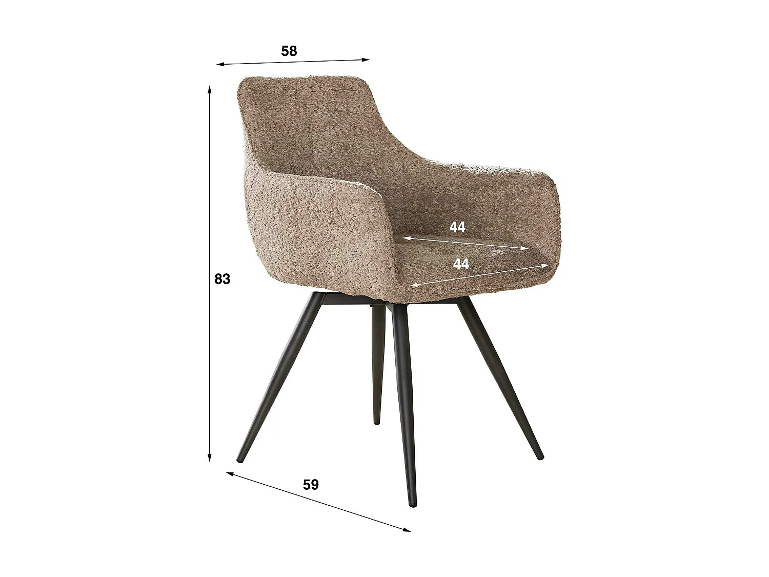 Fauteuil pivotant de salle à manger en bouclette sable (lot de 2) GALWAY