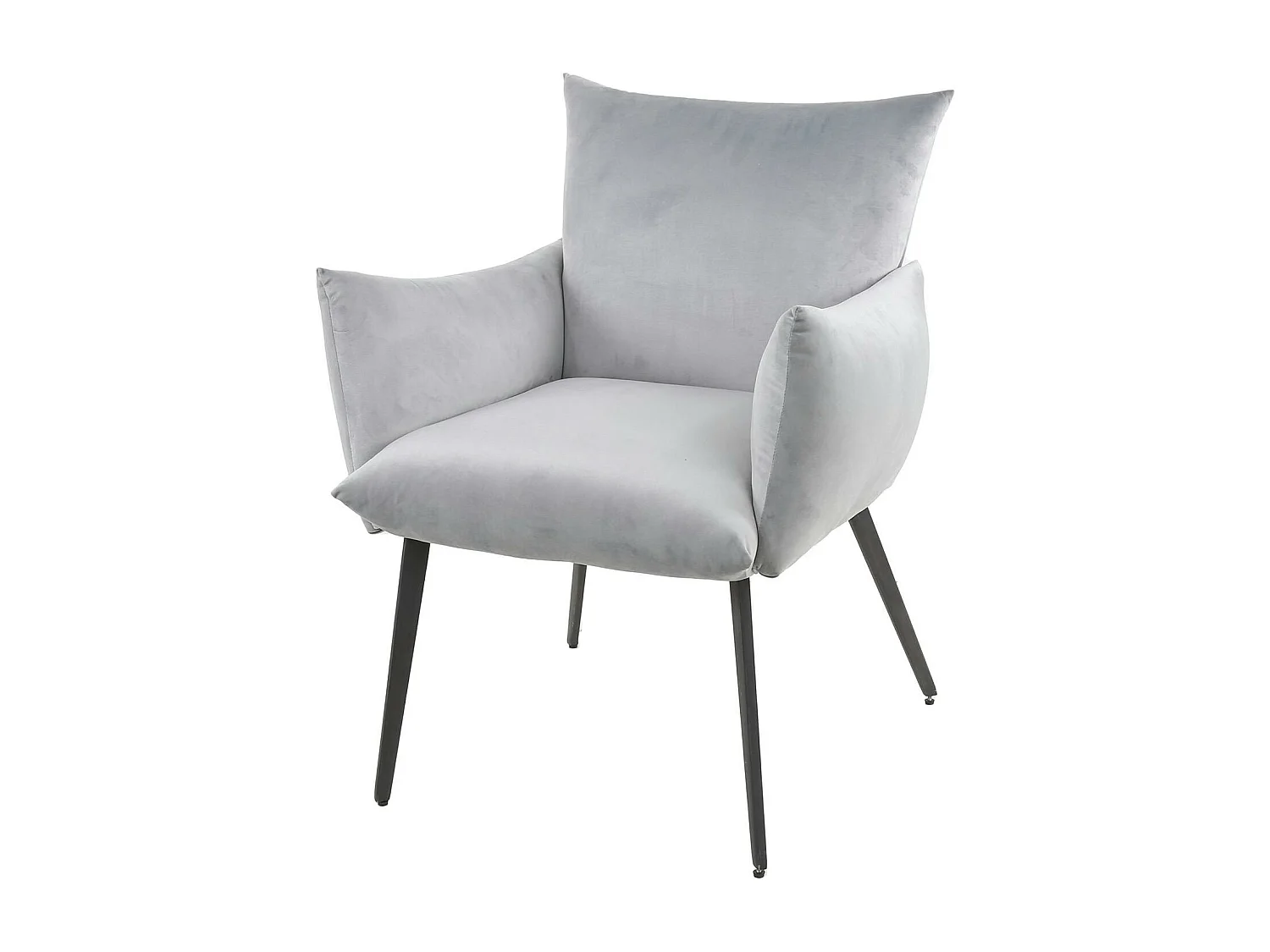 Fauteuil de table en velours gris clair effet coussin (lot de 2) MELBOURNE